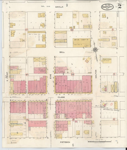 Sanborn Fire Insurance Map from Bartlett, Bell and Williamson Counties, Texas (1940), Sheet #0002 - Historic Sanborn Fire Insurance Map Print, vintage old map wall art, antique decor, genealogy gift, Texas Texas map