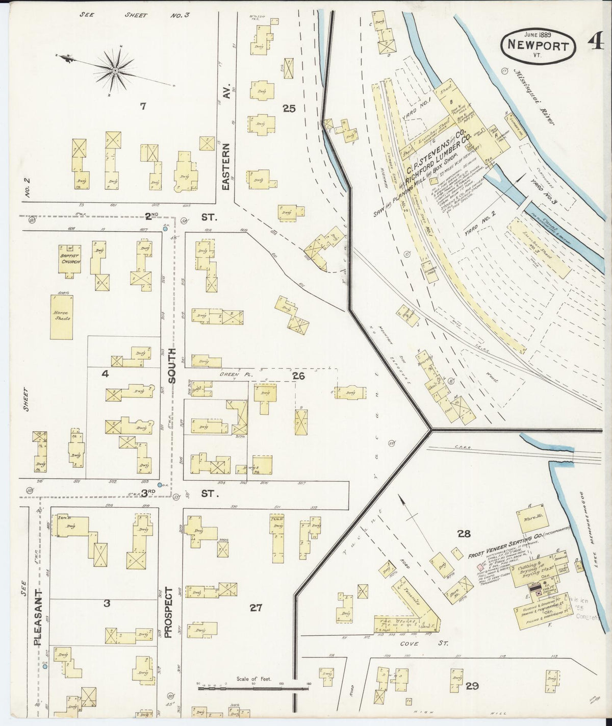 Sanborn Fire Insurance Map from Newport, Orleans County, Vermont (1889), Sheet #0004 - Complete Map Set gallery image, historic Sanborn map, vintage wall art, Vermont Vermont