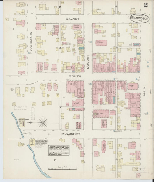 Sanborn Fire Insurance Map from Wilmington, Clinton County, Ohio (1885), Sheet #0002 - Historic Sanborn Fire Insurance Map Print, vintage old map wall art, antique decor, genealogy gift, Ohio Ohio map