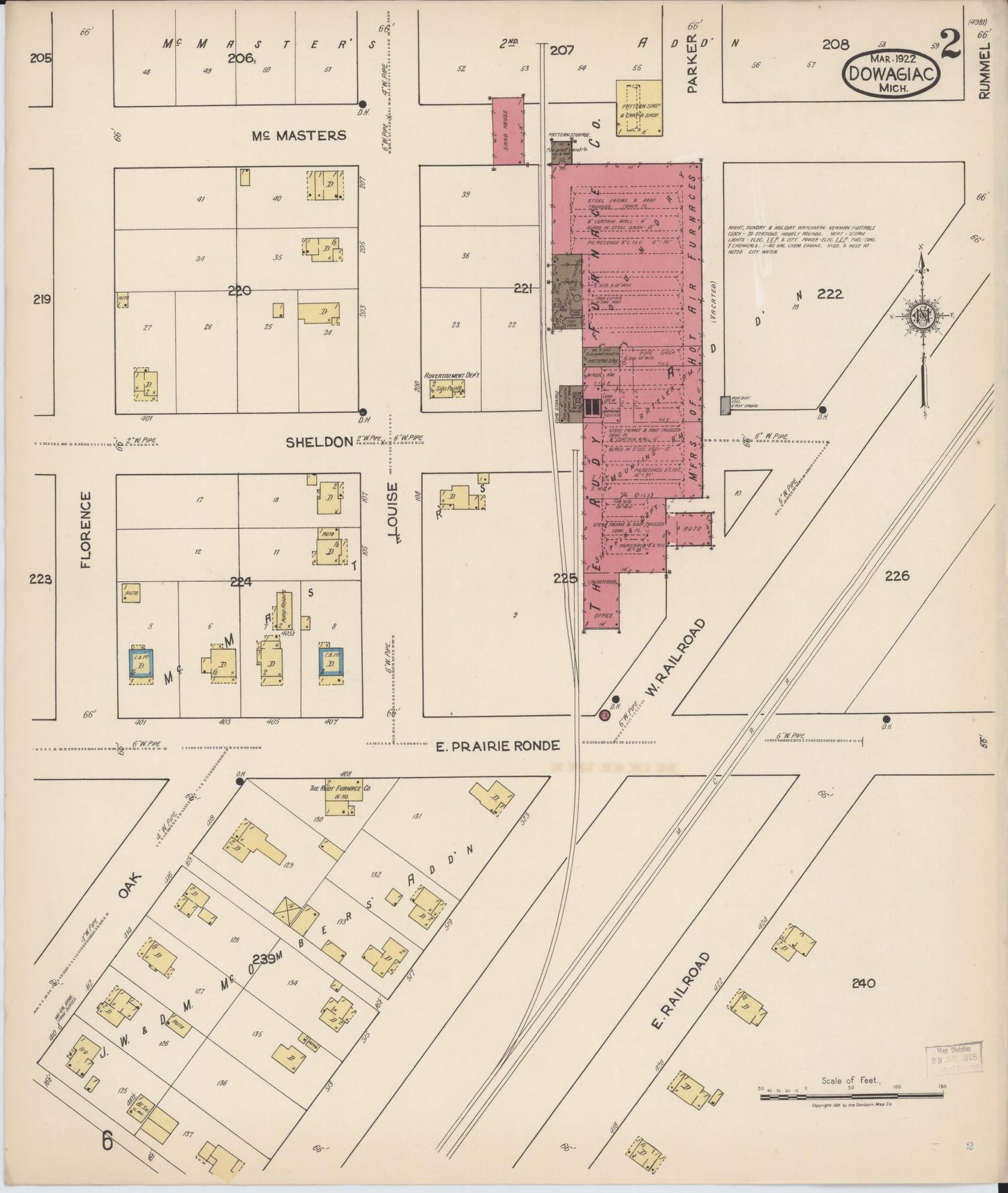 Sanborn Fire Insurance Map from Dowagiac, Cass County, Michigan (1922), Sheet #0002 - Complete Map Set gallery image, historic Sanborn map, vintage wall art, Michigan Michigan