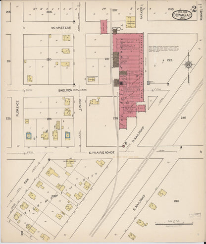 Sanborn Fire Insurance Map from Dowagiac, Cass County, Michigan (1922), Sheet #0002 - Complete Map Set gallery image, historic Sanborn map, vintage wall art, Michigan Michigan