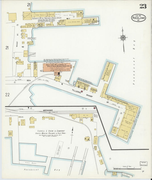 Sanborn Fire Insurance Map from Rockland, Knox County, Maine (1912), Sheet #0023 - Historic Sanborn Fire Insurance Map Print, vintage old map wall art, antique decor, genealogy gift, Maine Maine map