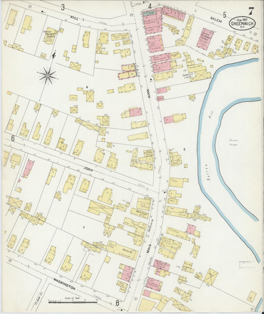Sanborn Fire Insurance Map from Greenwich, Washington County, New York (1907), Sheet #0007 - Historic Sanborn Fire Insurance Map Print, vintage old map wall art, antique decor, genealogy gift, New York New York map