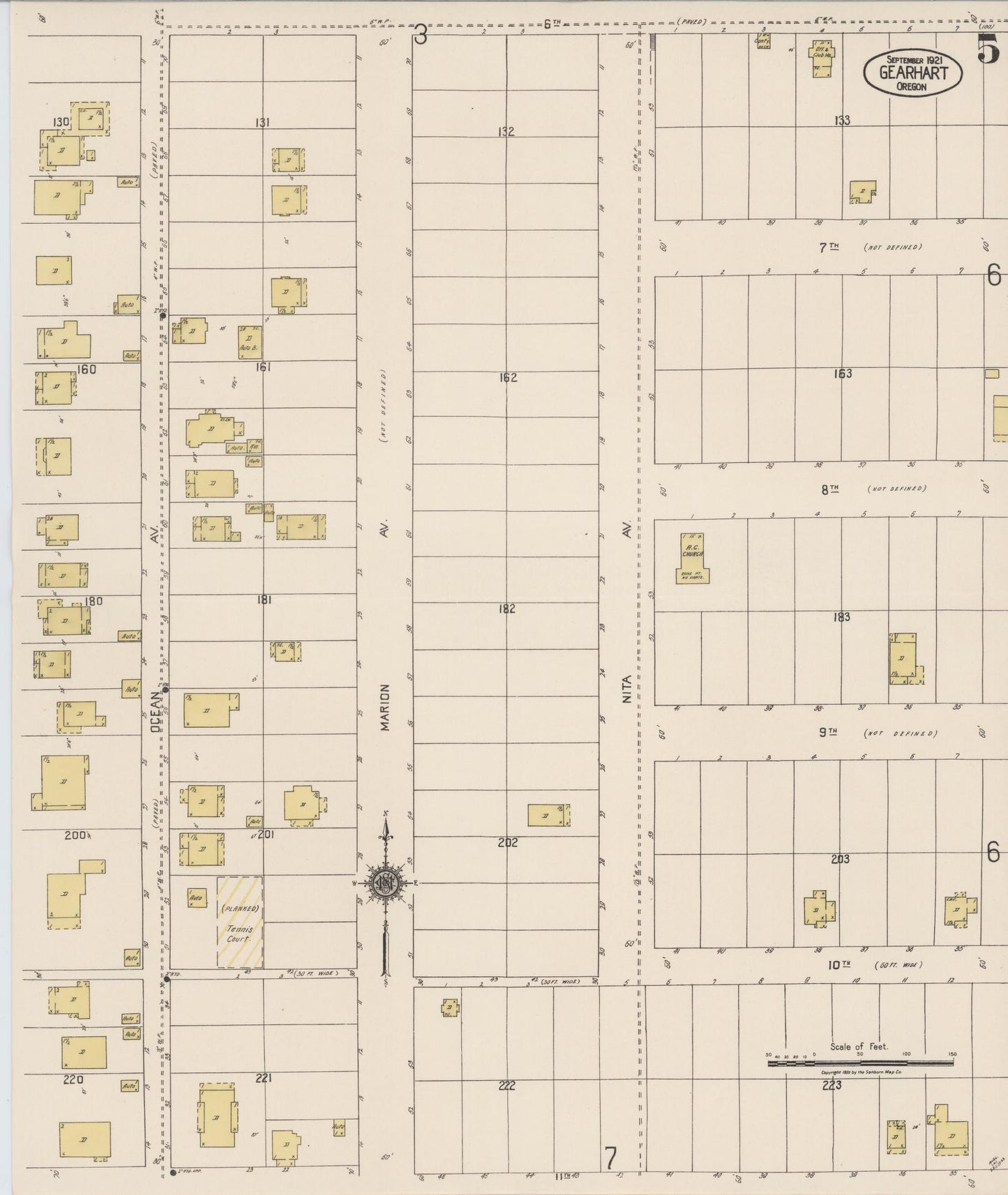 Sanborn Fire Insurance Map from Gearhart, Clatsop County, Oregon (1921), Sheet #0005 - Complete Map Set gallery image, historic Sanborn map, vintage wall art, Oregon Oregon