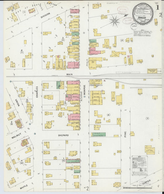 Sanborn Fire Insurance Map from Bangor, Van Buren County, Michigan (1899), Sheet #0001 - Complete Map Set gallery image, historic Sanborn map, vintage wall art, Michigan Michigan