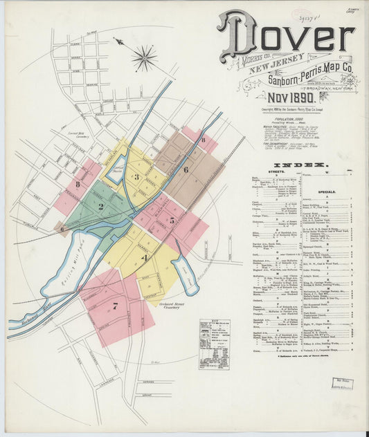 Sanborn Fire Insurance Map from Dover, Morris County, New Jersey. (1890) – Historic Sanborn Fire Insurance Map Print