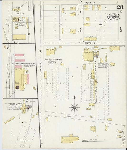 Sanborn Fire Insurance Map from Fort Smith, Sebastian County, Arkansas (1897), Sheet #0028 - Historic Sanborn Fire Insurance Map Print, vintage old map wall art, antique decor, genealogy gift, Arkansas Arkansas map