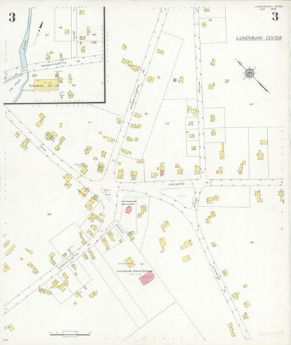 Sanborn Fire Insurance Map from Lunenburg, Worcester County, Massachusetts (1936), Sheet #0003 - Complete Map Set gallery image, historic Sanborn map, vintage wall art, Massachusetts Massachusetts