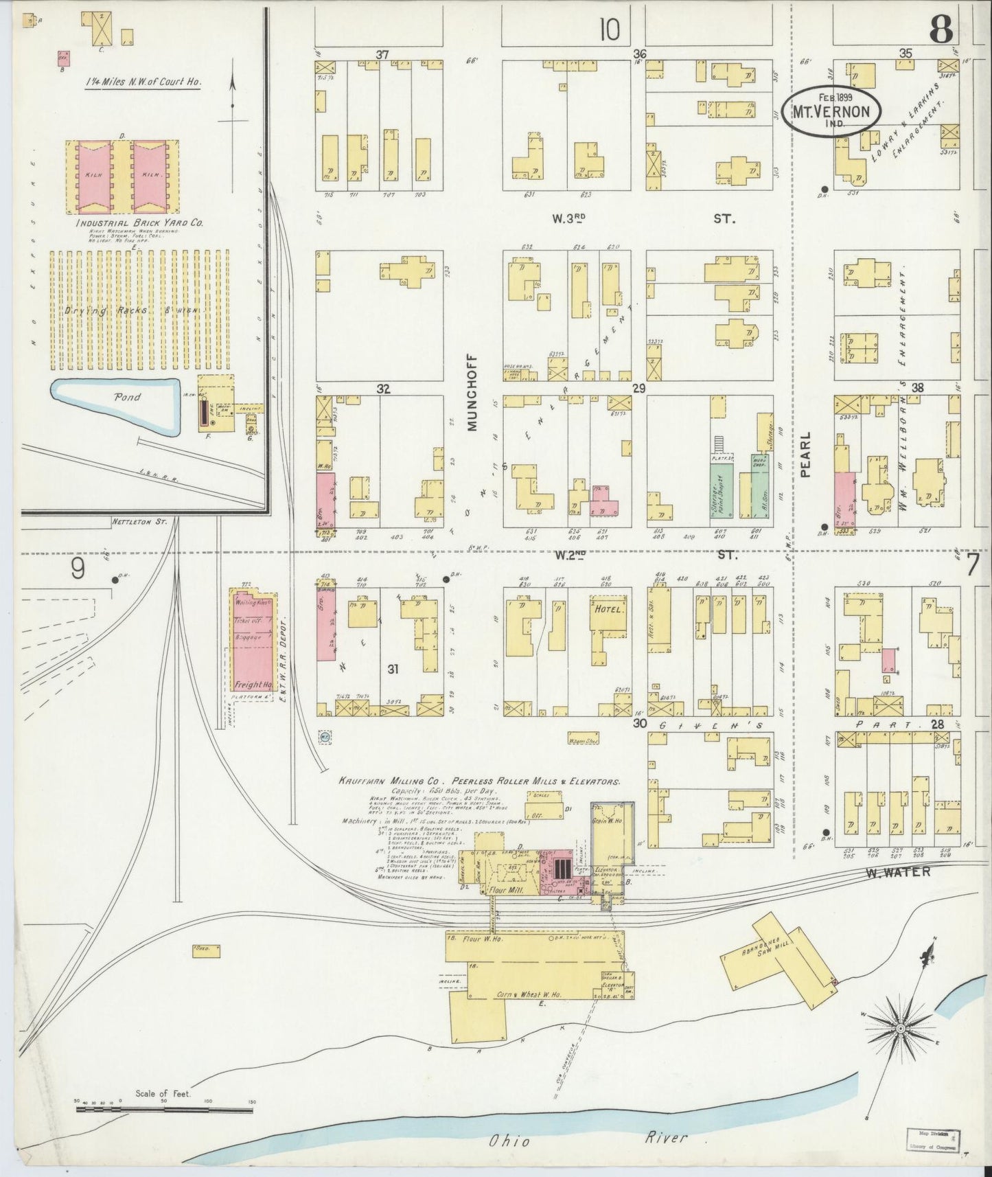 Sanborn Fire Insurance Map from Mount Vernon, Posey County, Indiana (1899), Sheet #0008 - Complete Map Set gallery image, historic Sanborn map, vintage wall art, Indiana Indiana