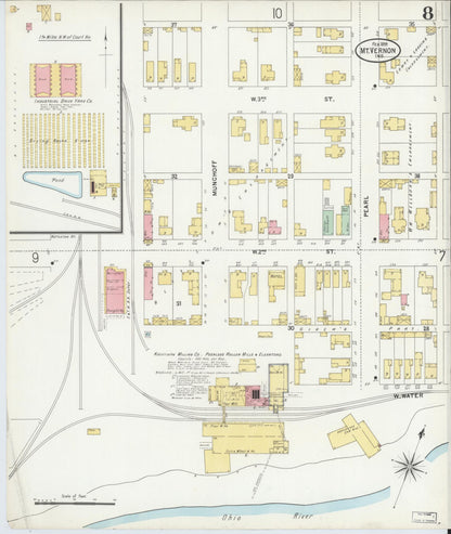Sanborn Fire Insurance Map from Mount Vernon, Posey County, Indiana (1899), Sheet #0008 - Complete Map Set gallery image, historic Sanborn map, vintage wall art, Indiana Indiana