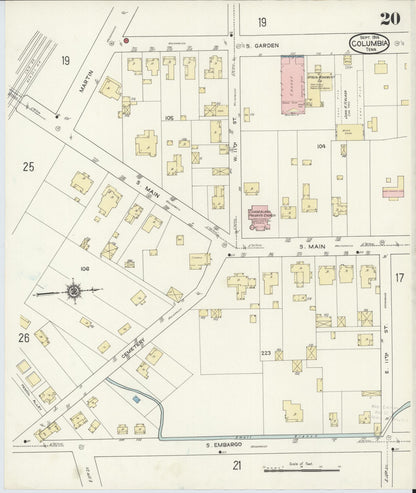 Sanborn Fire Insurance Map from Columbia, Maury County, Tennessee (1914), Sheet #0020 - Complete Map Set gallery image, historic Sanborn map, vintage wall art, Tennessee Tennessee