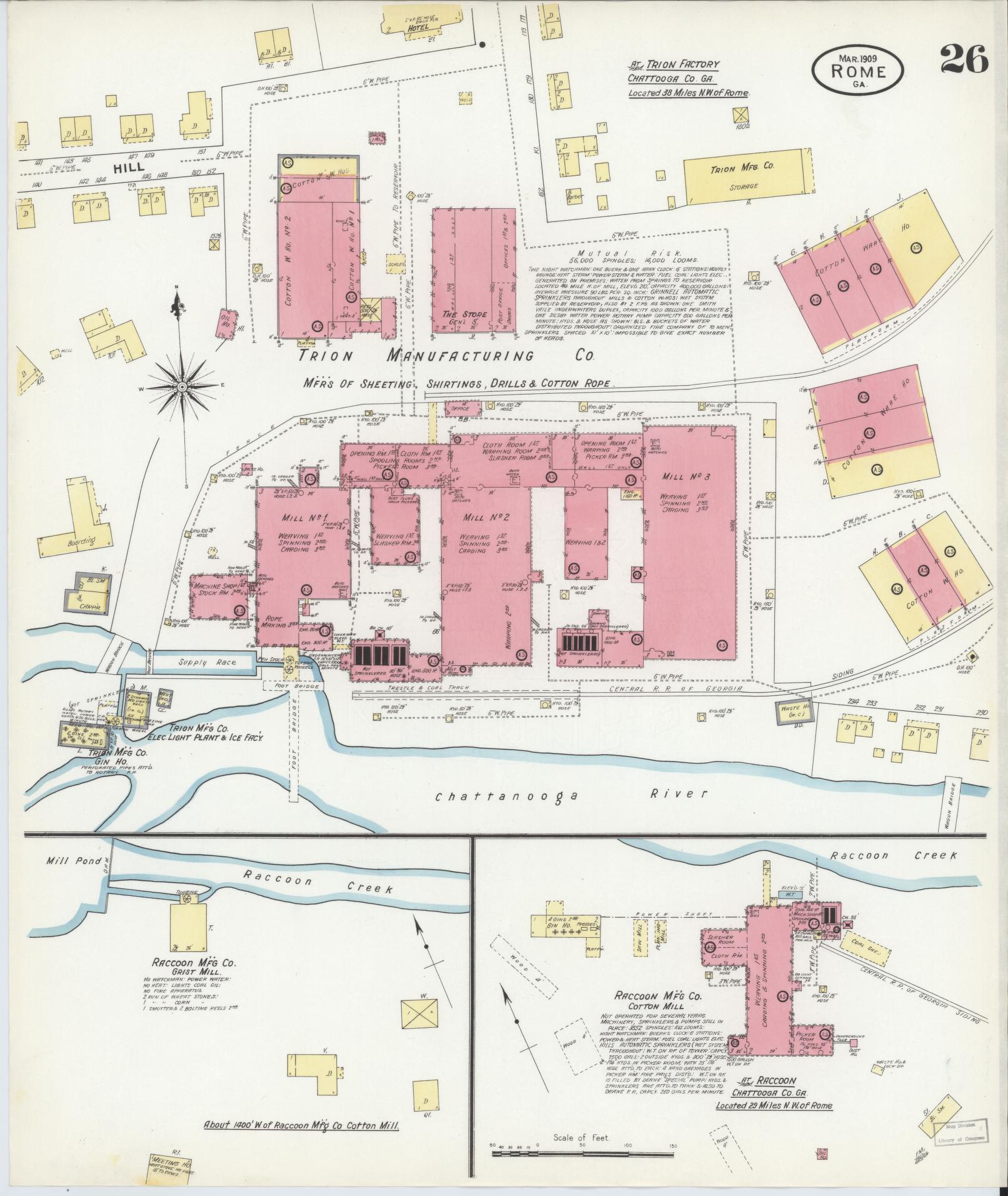 Sanborn Fire Insurance Map from Rome, Floyd County, Georgia (1909), Sheet #0026 - Historic Sanborn Fire Insurance Map Print, vintage old map wall art, antique decor, genealogy gift, Georgia Georgia map