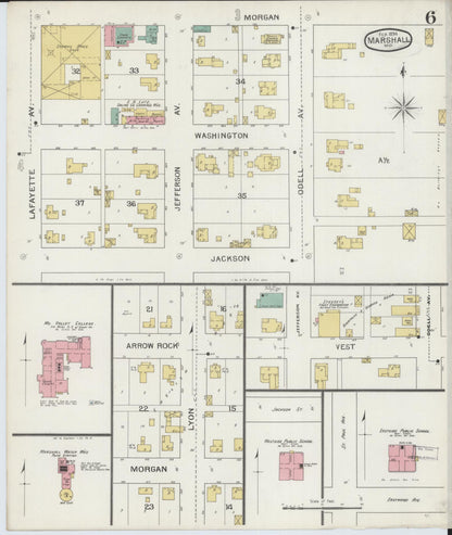Sanborn Fire Insurance Map from Marshall, Saline County, Missouri (1894), Sheet #0006 - Complete Map Set gallery image, historic Sanborn map, vintage wall art, Missouri Missouri