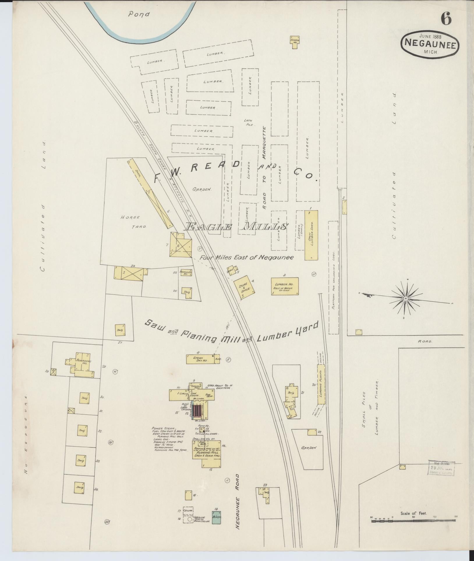 Sanborn Fire Insurance Map from Negaunee, Marquette County, Michigan (1888), Sheet #0006 - Complete Map Set gallery image, historic Sanborn map, vintage wall art, Michigan Michigan