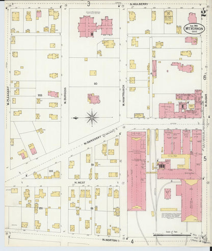 Sanborn Fire Insurance Map from Mount Vernon, Knox County, Ohio (1903), Sheet #0002 - Historic Sanborn Fire Insurance Map Print, vintage old map wall art, antique decor, genealogy gift, Ohio Ohio map