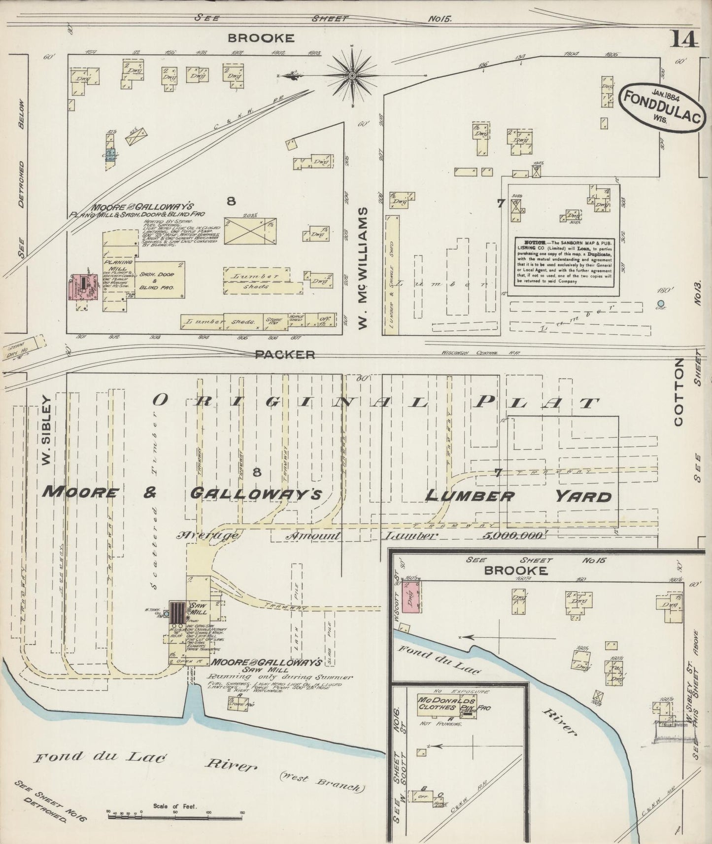 Sanborn Fire Insurance Map from Fond du Lac, Fond du Lac County, Wisconsin (1884), Sheet #0014 - Complete Map Set gallery image, historic Sanborn map, vintage wall art, Wisconsin Wisconsin