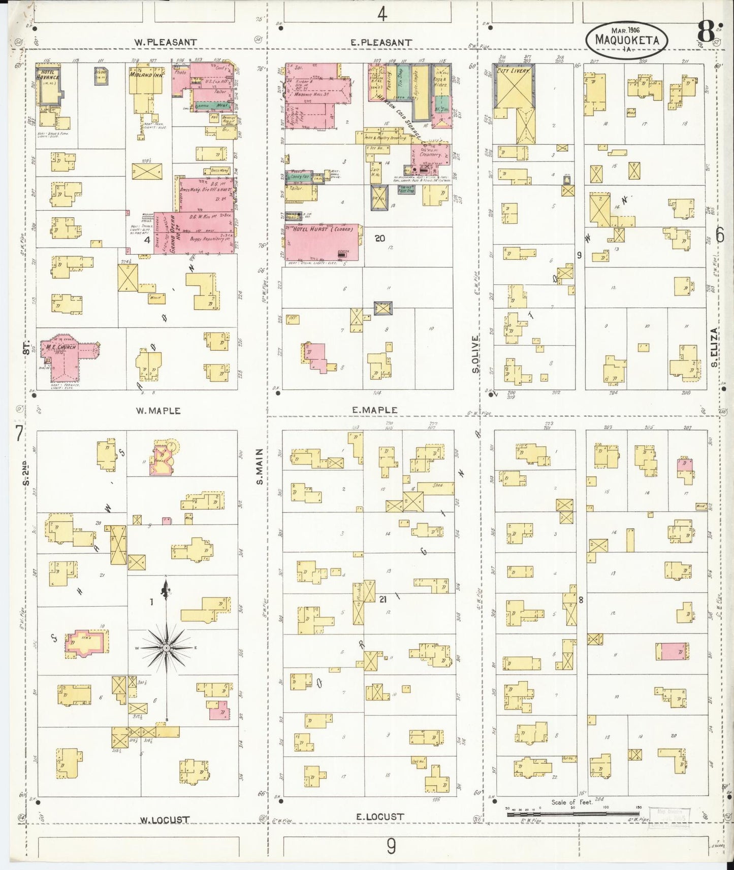Sanborn Fire Insurance Map from Maquoketa, Jackson County, Iowa (1906), Sheet #0008 - Historic Sanborn Fire Insurance Map Print
