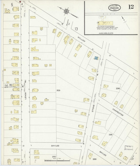 Sanborn Fire Insurance Map from Oneida, Madison County, New York (1914), Sheet #0012 - Historic Sanborn Fire Insurance Map Print, vintage old map wall art, antique decor, genealogy gift, New York New York map