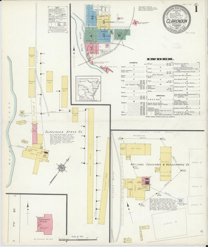 Sanborn Fire Insurance Map from Clarendon, Monroe County, Arkansas (1913), Sheet #0001 - Complete Map Set gallery image, historic Sanborn map, vintage wall art, Arkansas Arkansas