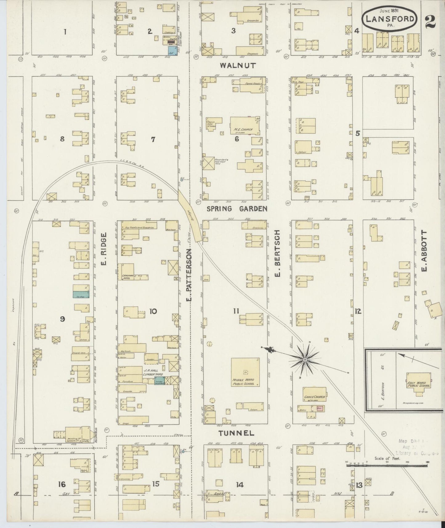Sanborn Fire Insurance Map from Lansford, Carbon County, Pennsylvania (1891), Sheet #0002 - Complete Map Set gallery image, historic Sanborn map, vintage wall art, Pennsylvania Pennsylvania