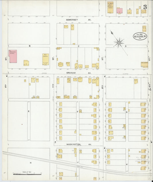 Sanborn Fire Insurance Map from Windber, Somerset County, Pennsylvania (1904), Sheet #0003 - Historic Sanborn Fire Insurance Map Print, vintage old map wall art, antique decor, genealogy gift, Pennsylvania Pennsylvania map