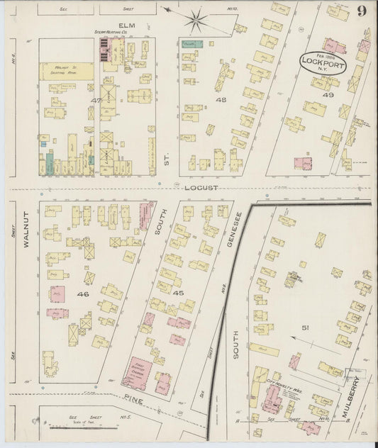 Sanborn Fire Insurance Map from Lockport, Niagara County, New York (1886), Sheet #0008 - Historic Sanborn Fire Insurance Map Print, vintage old map wall art, antique decor, genealogy gift, New York New York map