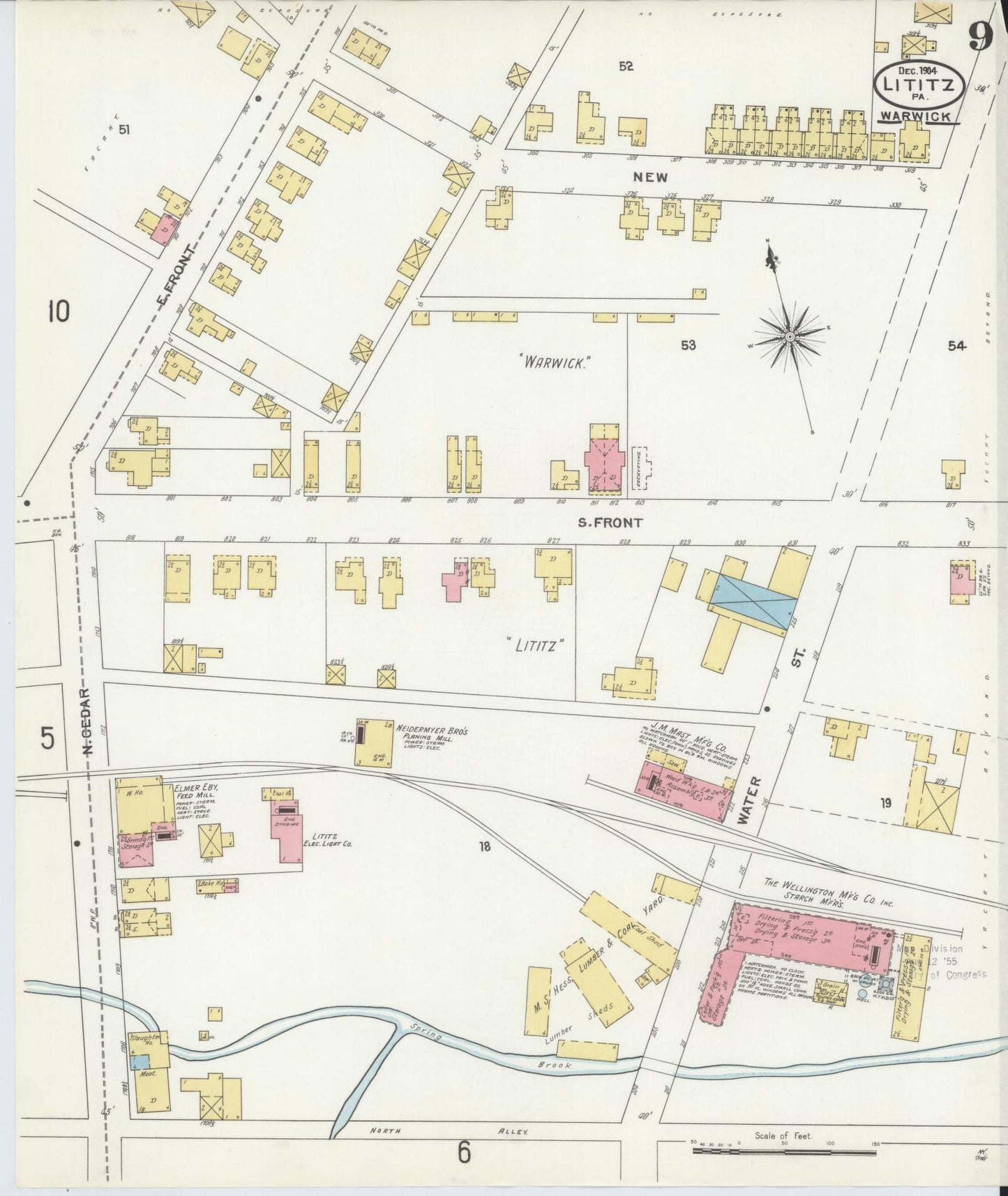 Sanborn Fire Insurance Map from Lititz, Lancaster County, Pennsylvania (1904), Sheet #0009 - Complete Map Set gallery image, historic Sanborn map, vintage wall art, Pennsylvania Pennsylvania