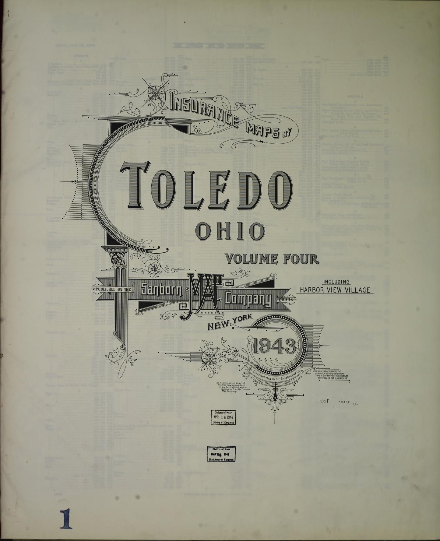 Sanborn Fire Insurance Map from Toledo, Lucas County, Ohio (1943), Sheet #0001 - Historic Sanborn Fire Insurance Map Print, vintage old map wall art, antique decor, genealogy gift, Ohio Ohio map