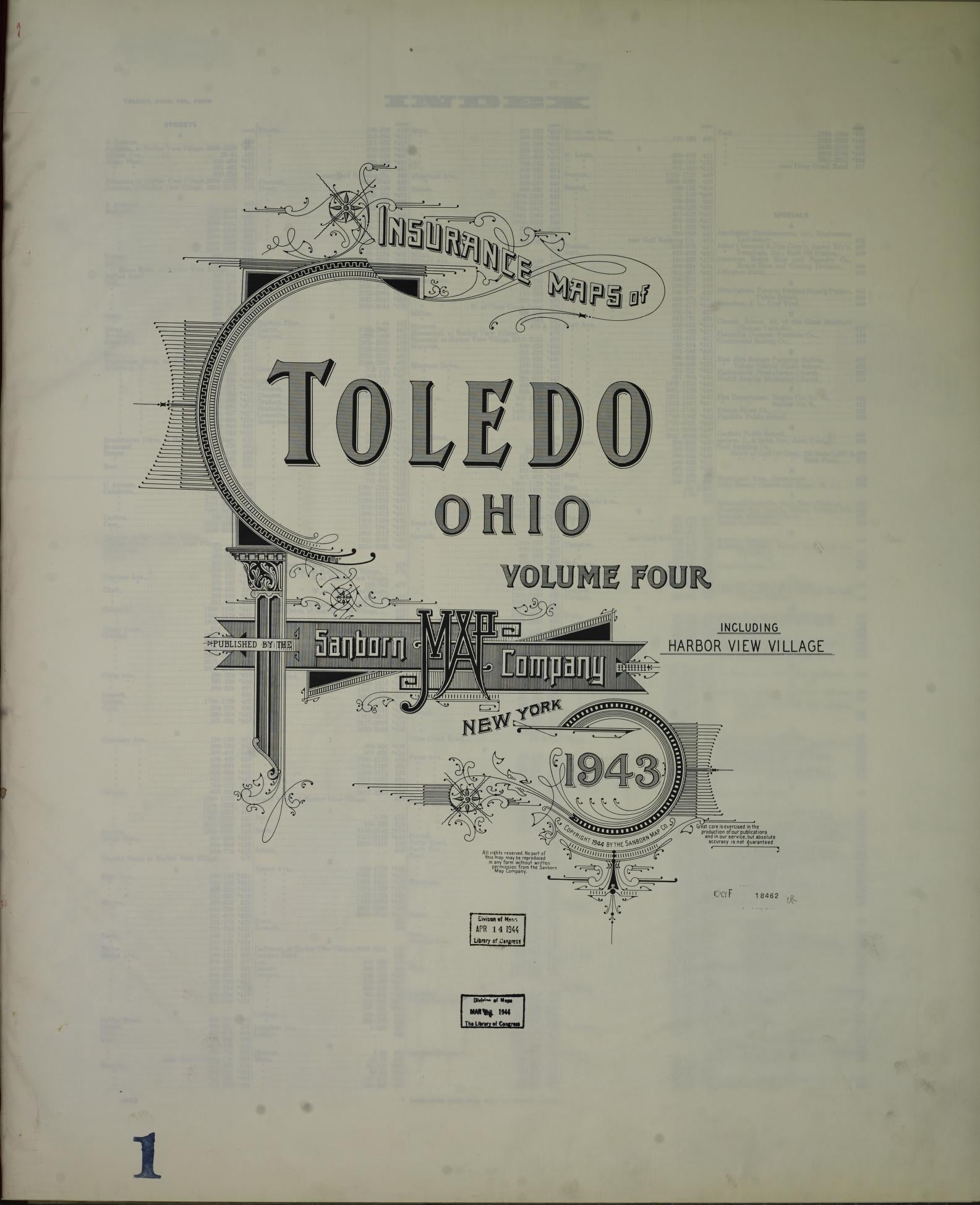 Sanborn Fire Insurance Map from Toledo, Lucas County, Ohio (1943), Sheet #0001 - Historic Sanborn Fire Insurance Map Print, vintage old map wall art, antique decor, genealogy gift, Ohio Ohio map