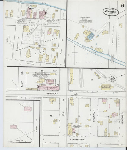 Sanborn Fire Insurance Map from Monroe, Monroe County, Michigan (1888), Sheet #0006 - Historic Sanborn Fire Insurance Map Print, vintage old map wall art, antique decor, genealogy gift, Michigan Michigan map