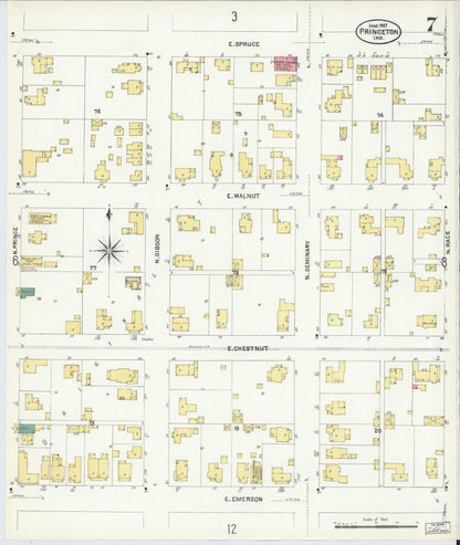 Sanborn Fire Insurance Map from Princeton, Gibson County, Indiana (1907), Sheet #0007 - Complete Map Set gallery image, historic Sanborn map, vintage wall art, Indiana Indiana