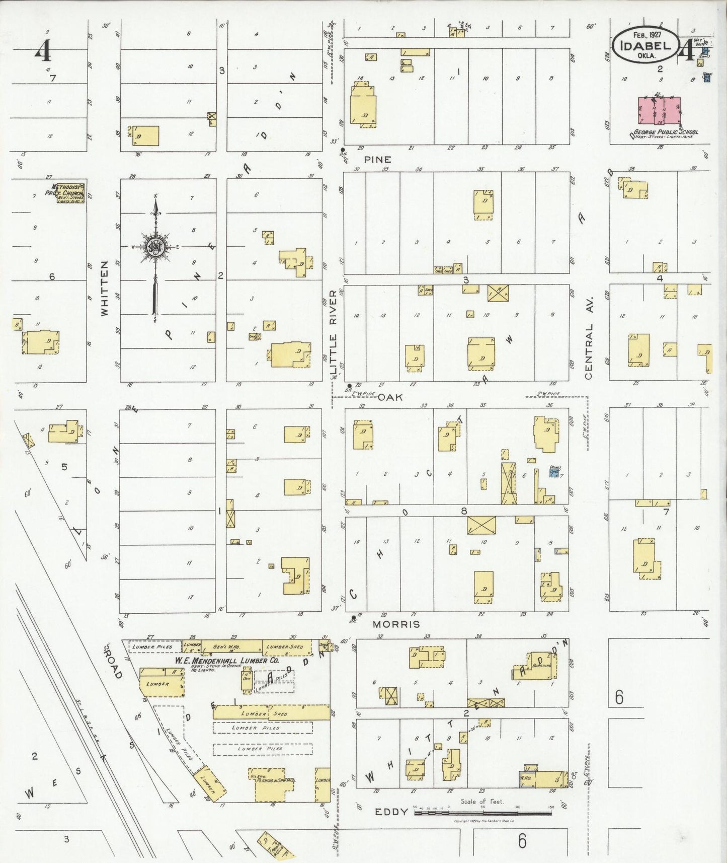Sanborn Fire Insurance Map from Idabel, McCurtain County, Oklahoma (1927), Sheet #0004 - Historic Sanborn Fire Insurance Map Print, vintage old map wall art, antique decor, genealogy gift, Oklahoma Oklahoma map