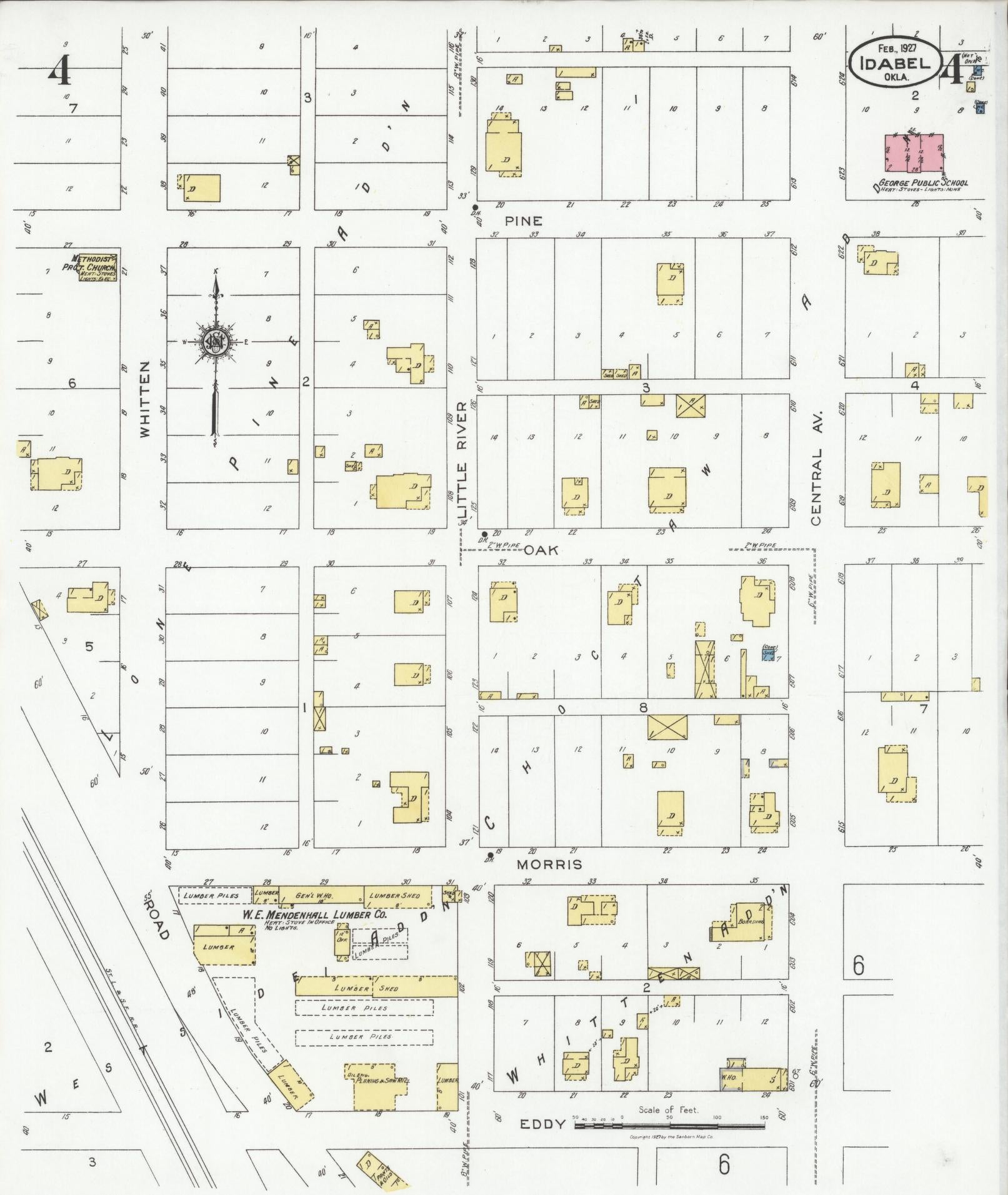 Sanborn Fire Insurance Map from Idabel, McCurtain County, Oklahoma (1927), Sheet #0004 - Historic Sanborn Fire Insurance Map Print, vintage old map wall art, antique decor, genealogy gift, Oklahoma Oklahoma map