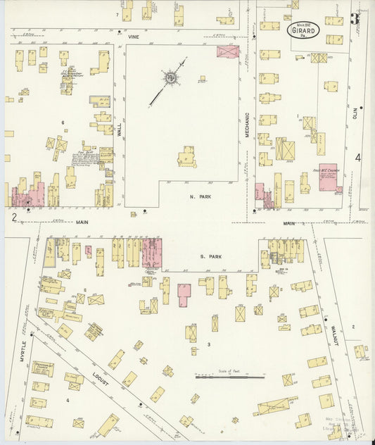 Sanborn Fire Insurance Map from Girard, Erie County, Pennsylvania (1912), Sheet #0003 - Historic Sanborn Fire Insurance Map Print, vintage old map wall art, antique decor, genealogy gift, Pennsylvania Pennsylvania map