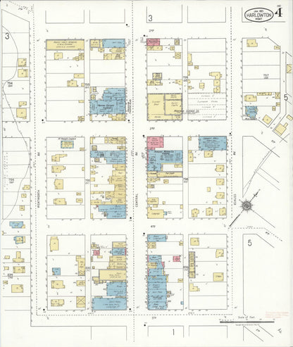 Sanborn Fire Insurance Map from Harlowton, Wheatland County, Montana (1921), Sheet #0004 - Complete Map Set gallery image, historic Sanborn map, vintage wall art, Montana Montana
