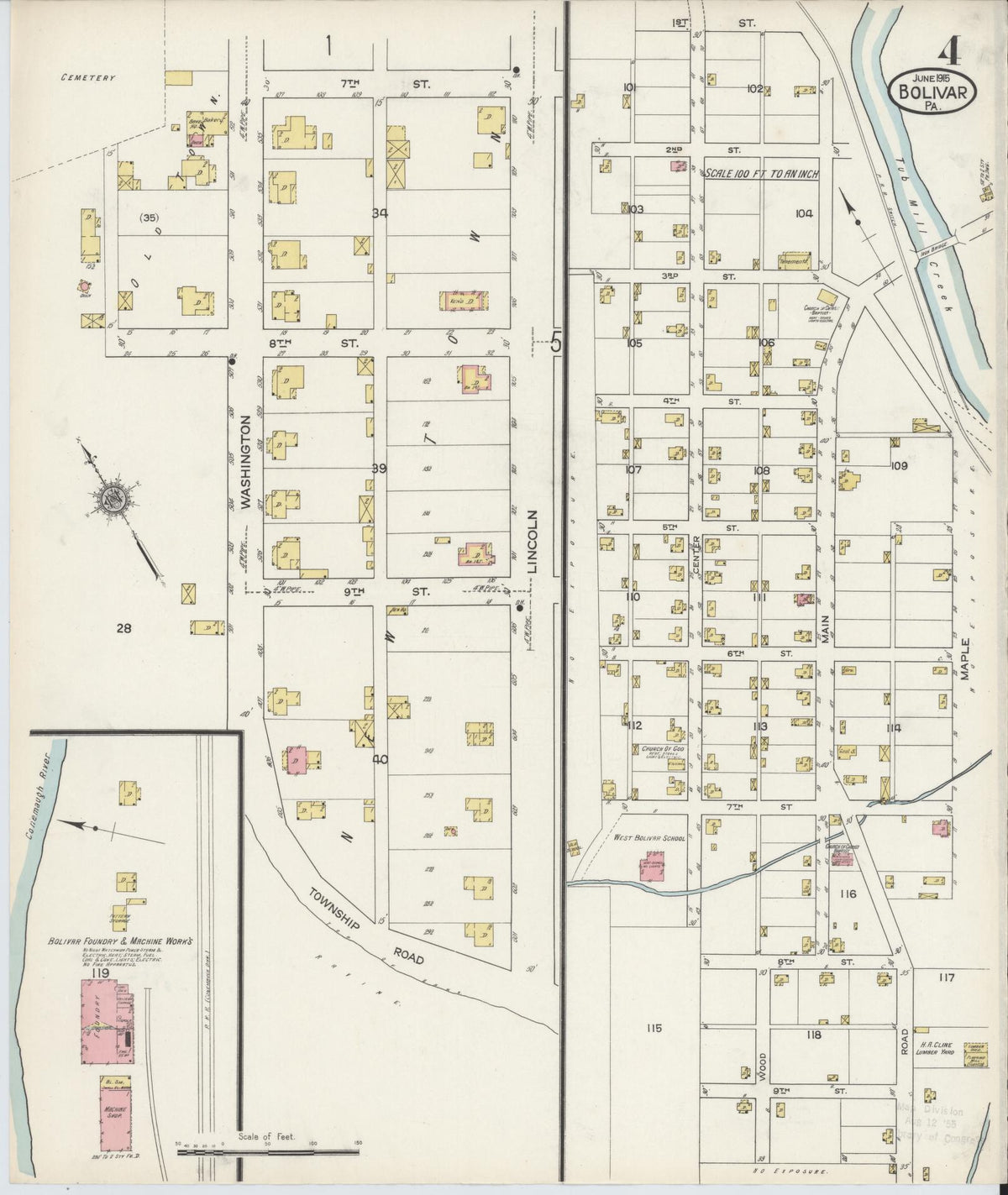 Sanborn Fire Insurance Map from Bolivar, Westmoreland County, Pennsylvania (1915), Sheet #0004 - Complete Map Set gallery image, historic Sanborn map, vintage wall art, Pennsylvania Pennsylvania