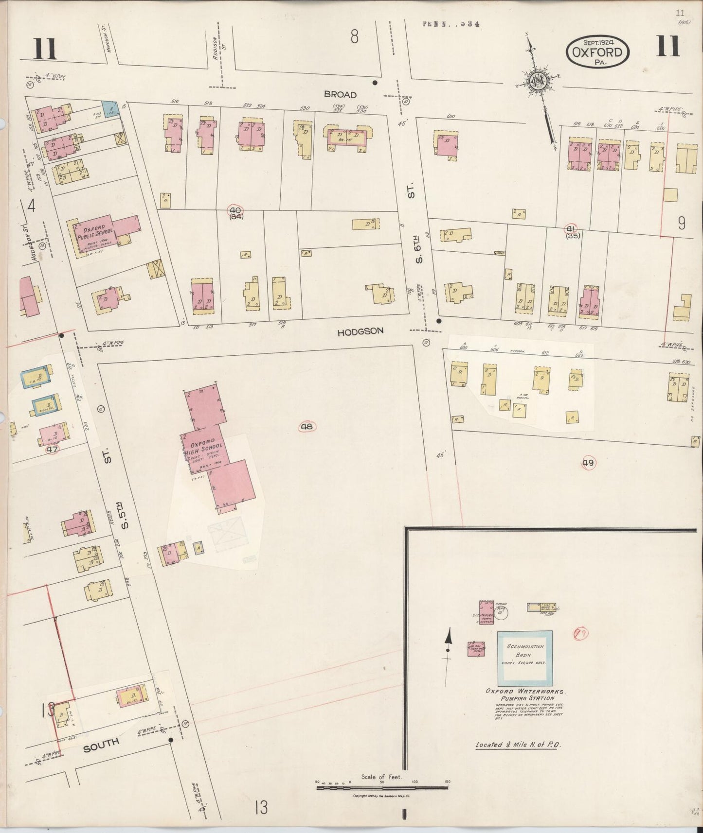 Sanborn Fire Insurance Map from Oxford, Chester County, Pennsylvania (1940), Sheet #0011 - Complete Map Set gallery image, historic Sanborn map, vintage wall art, Pennsylvania Pennsylvania