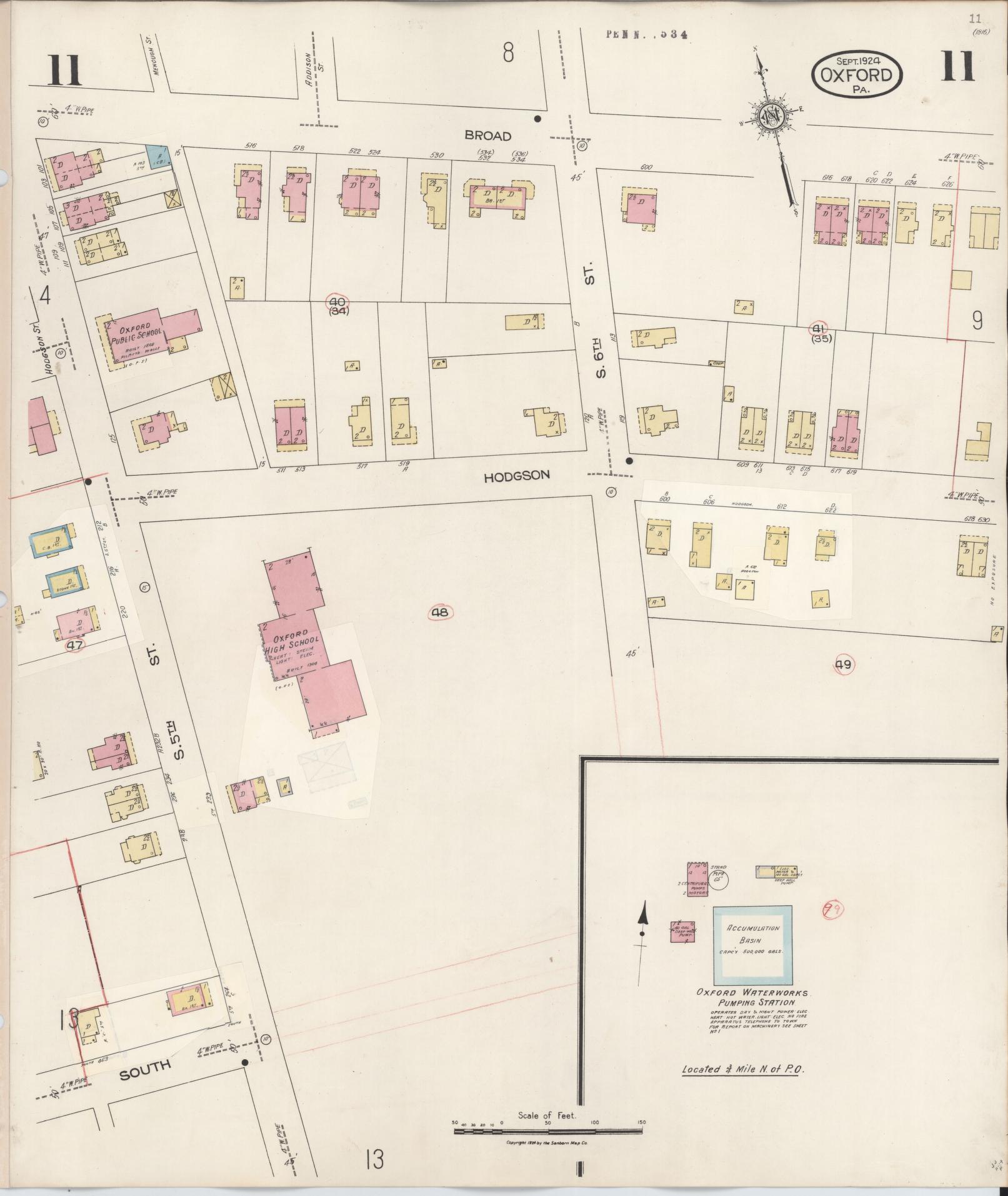 Sanborn Fire Insurance Map from Oxford, Chester County, Pennsylvania (1940), Sheet #0011 - Complete Map Set gallery image, historic Sanborn map, vintage wall art, Pennsylvania Pennsylvania