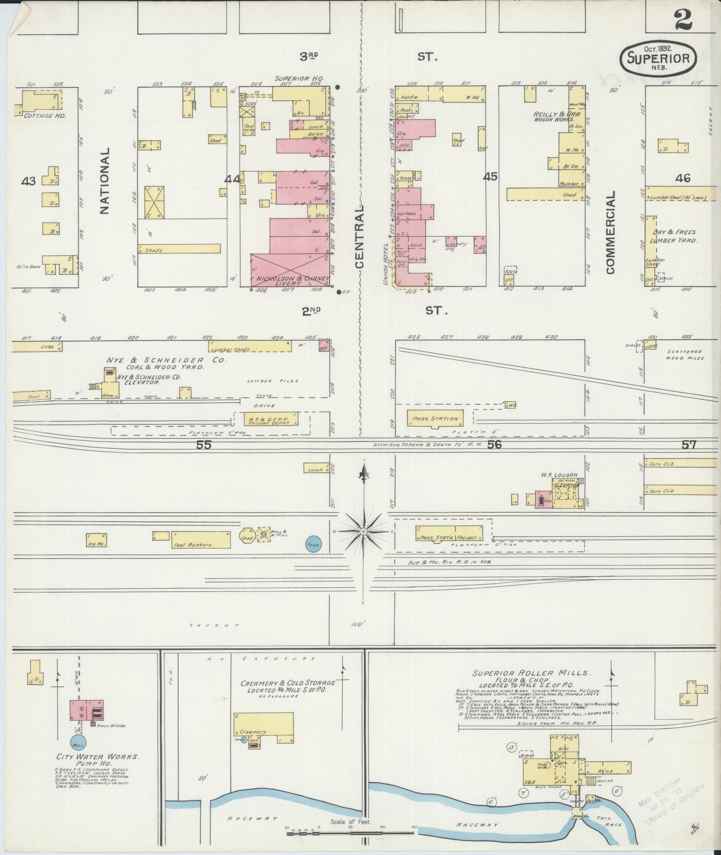 Sanborn Fire Insurance Map from Superior, Nuckolls County, Nebraska (1892), Sheet #0002 - Historic Sanborn Fire Insurance Map Print, vintage old map wall art, antique decor, genealogy gift, Nebraska Nebraska map