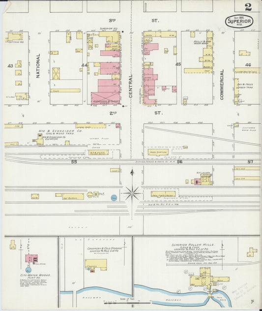 Sanborn Fire Insurance Map from Superior, Nuckolls County, Nebraska (1892), Sheet #0002 - Historic Sanborn Fire Insurance Map Print, vintage old map wall art, antique decor, genealogy gift, Nebraska Nebraska map