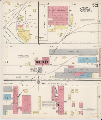 Sanborn Fire Insurance Map from Alliance, Stark County, Ohio (1921), Sheet #0033 - Historic Sanborn Fire Insurance Map Print, vintage old map wall art, antique decor, genealogy gift, Ohio Ohio map