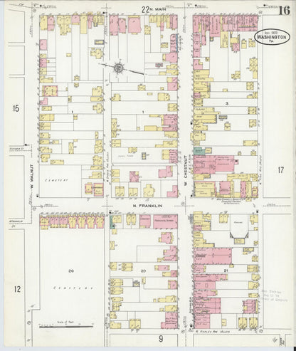 Sanborn Fire Insurance Map from Washington, Washington County, Pennsylvania (1909), Sheet #0016 - Complete Map Set gallery image, historic Sanborn map, vintage wall art, Sanborn Fire Insurance Map from Washington Washington