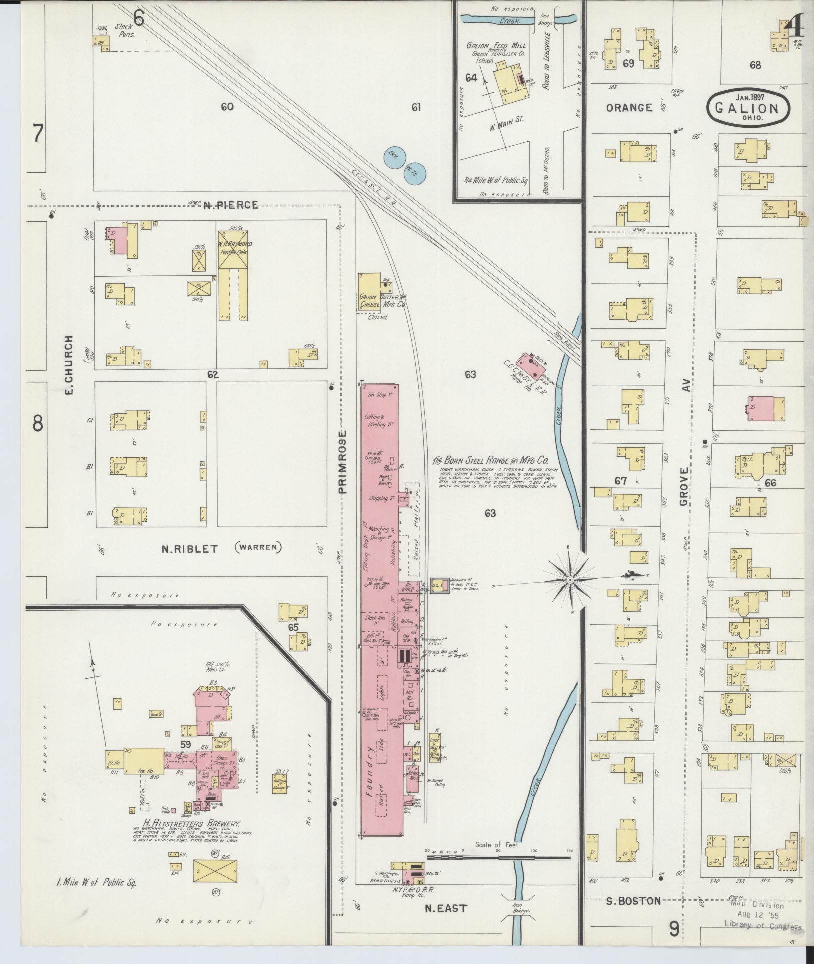 Sanborn Fire Insurance Map from Galion, Crawford County, Ohio (1897), Sheet #0004 - Complete Map Set gallery image, historic Sanborn map, vintage wall art, Ohio Ohio