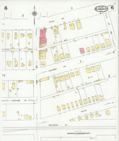 Sanborn Fire Insurance Map from Alabama City, Etowah County, Alabama (1926), Sheet #0006 - Complete Map Set gallery image, historic Sanborn map, vintage wall art, Alabama Alabama