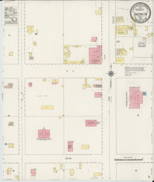 Sanborn Fire Insurance Map from Huntington, Emery County, Utah (1917), Sheet #0001 - Historic Sanborn Fire Insurance Map Print, vintage old map wall art, antique decor, genealogy gift, Utah Utah map