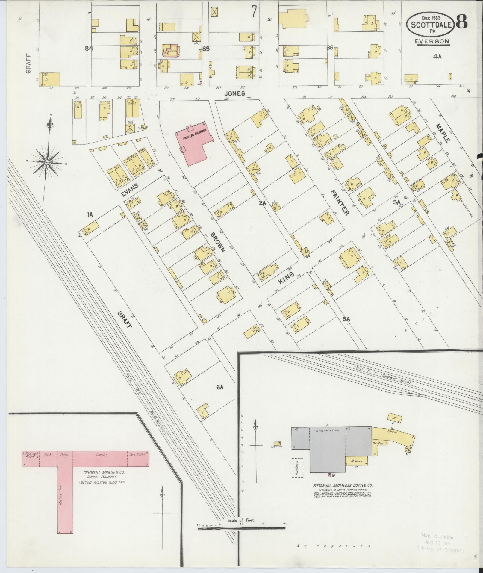 Sanborn Fire Insurance Map from Scottdale, Westmoreland County, Pennsylvania (1903), Sheet #0008 - Complete Map Set gallery image, historic Sanborn map, vintage wall art, Pennsylvania Pennsylvania