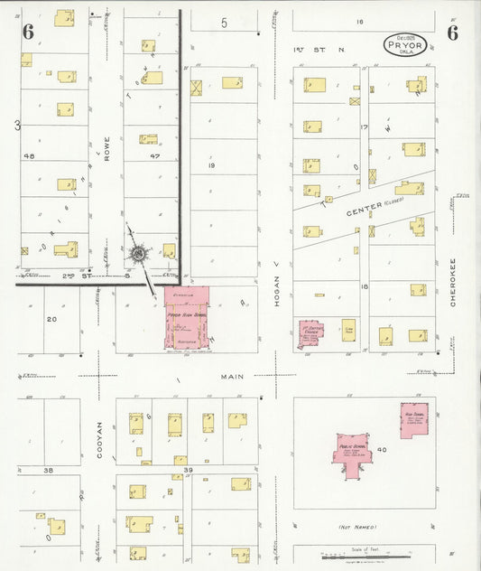 Sanborn Fire Insurance Map from Pryor Creek, Mayes County, Oklahoma (1925), Sheet #0006 - Historic Sanborn Fire Insurance Map Print, vintage old map wall art, antique decor, genealogy gift, Oklahoma Oklahoma map