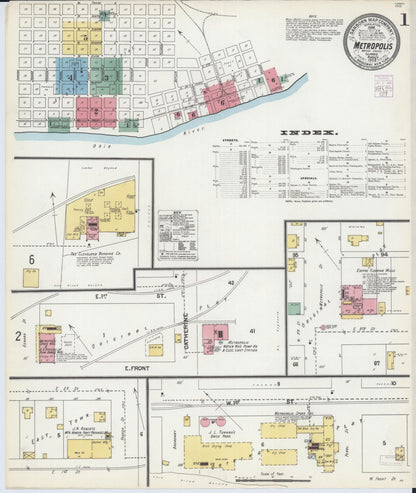 Sanborn Fire Insurance Map from Metropolis, Massac County, Illinois (1902), Sheet #0001 - Complete Map Set gallery image, historic Sanborn map, vintage wall art, Illinois Illinois