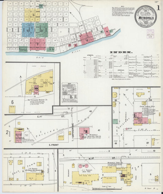 Sanborn Fire Insurance Map from Metropolis, Massac County, Illinois (1902), Sheet #0001 - Complete Map Set gallery image, historic Sanborn map, vintage wall art, Illinois Illinois