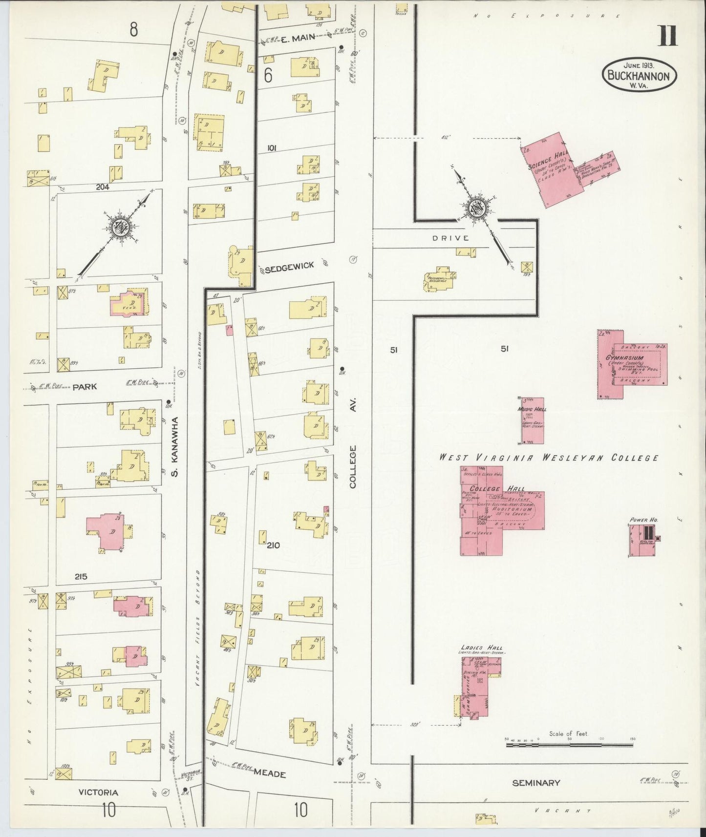 Sanborn Fire Insurance Map from Buckhannon, Upshur County, West Virginia (1913), Sheet #0011 - Complete Map Set gallery image, historic Sanborn map, vintage wall art, West Virginia West Virginia